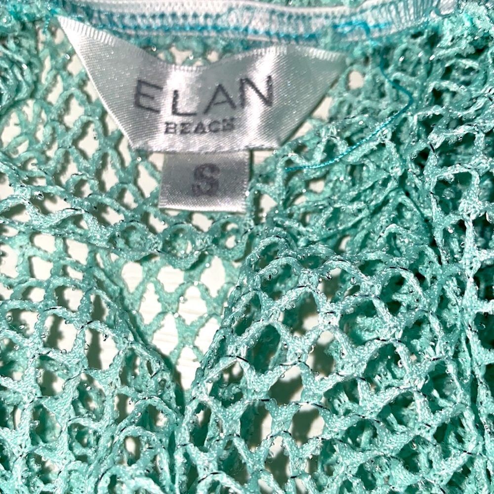 Elan Beach Turquoise Green Netted Mesh Beach Coverup Size Small - Picture 3 of 11